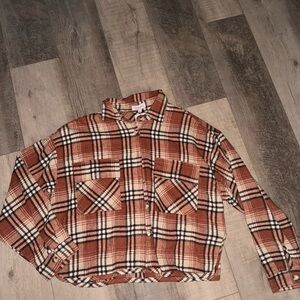 NWT Buttermelon plaid cropped shacket